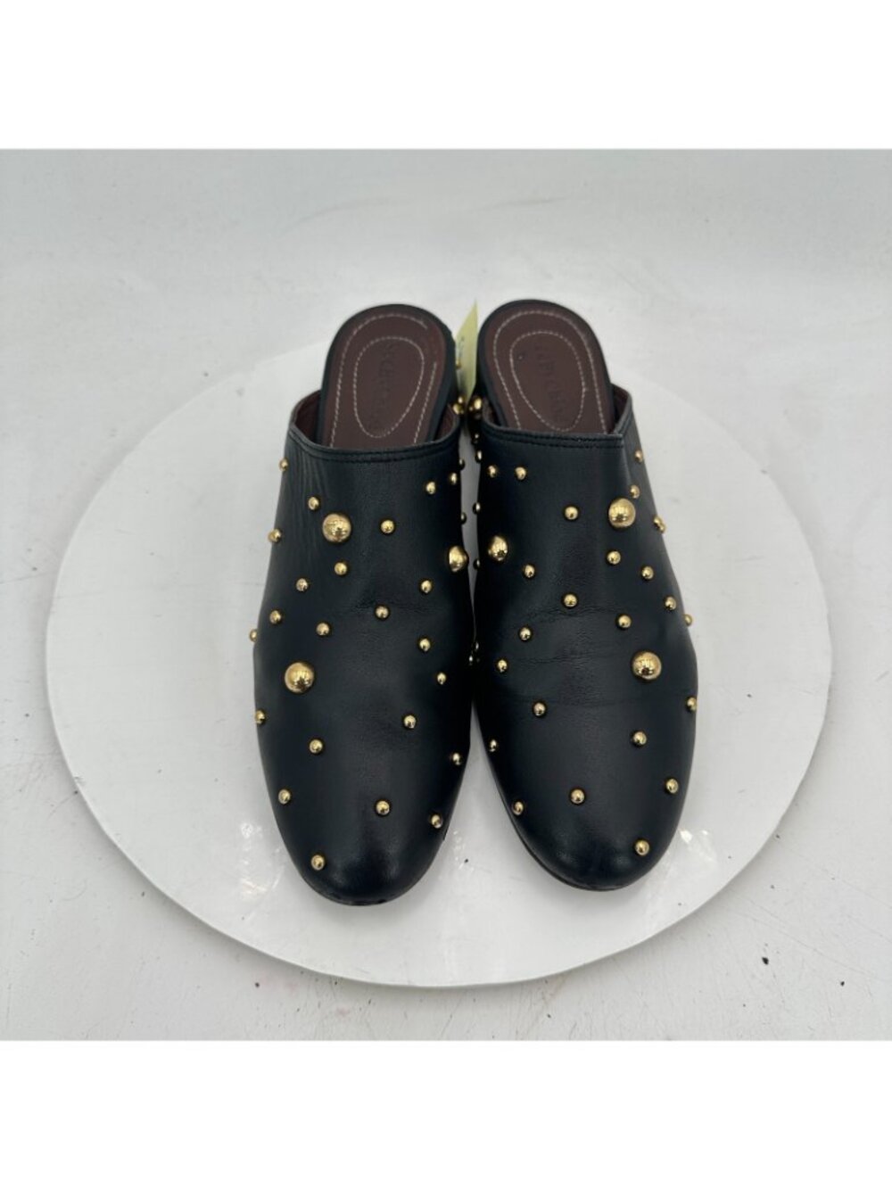 See By Chloe Women Size EU 39.5 US 9.5 Black Suede Gold Studded Mules Sandal - Picture 3 of 13